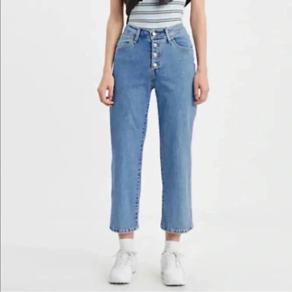 Levi Mile High Cropped Wide Leg Jeans Size 26 Denim - Picture 1 of 7